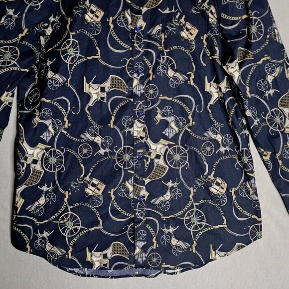 Paisley & Gray Big & Tall Mens Slim Fit Coach Print Button Down Long Sleeve XXL - Picture 4 of 12